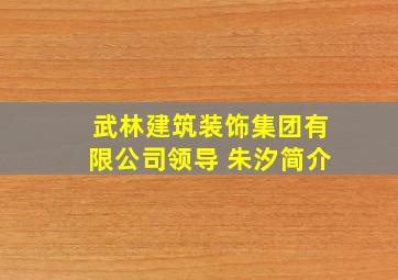 武林建筑装饰集团有限公司领导 朱汐简介